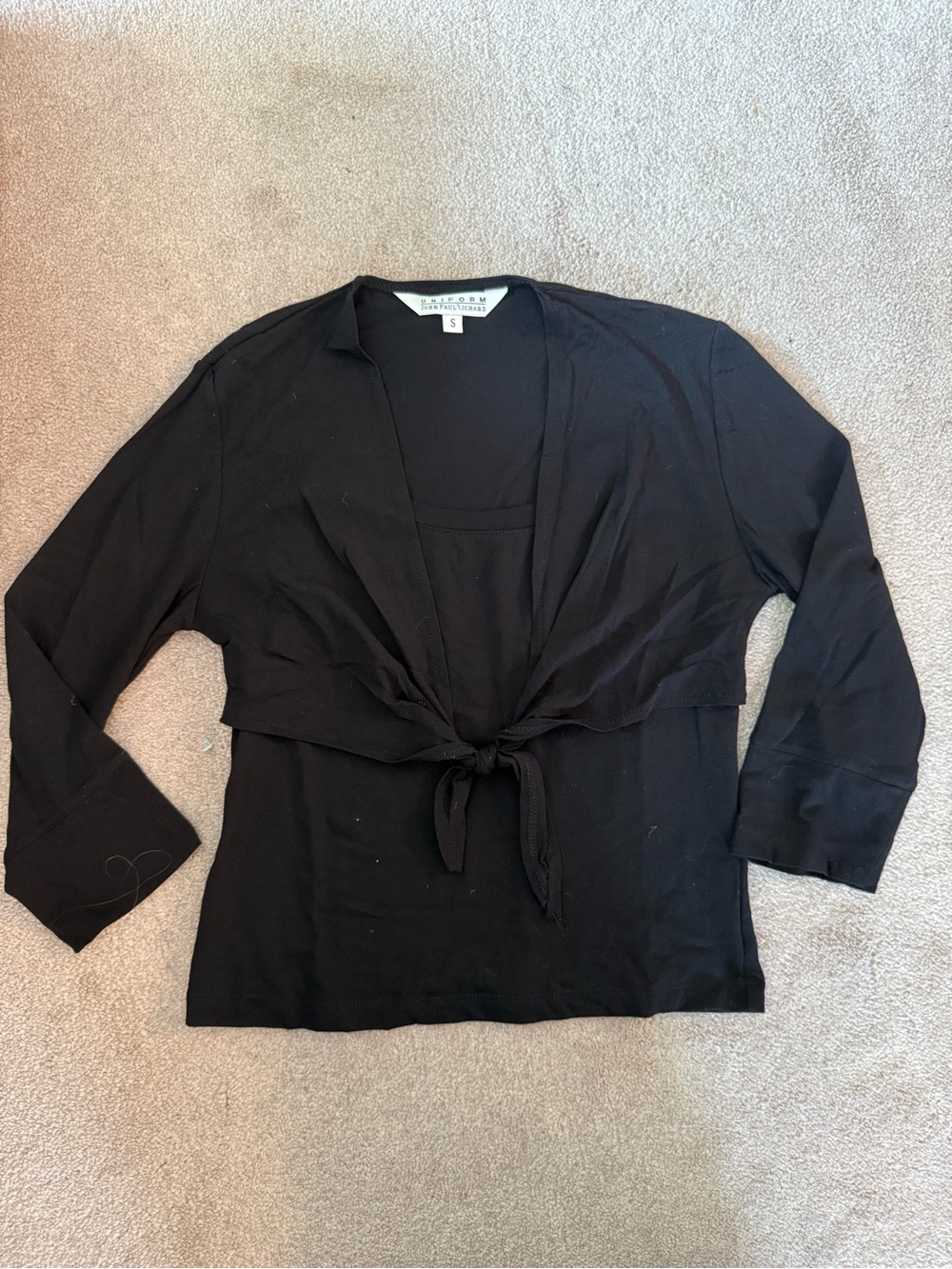 JohnPaulRichard Black Tie-Front Tunic Top